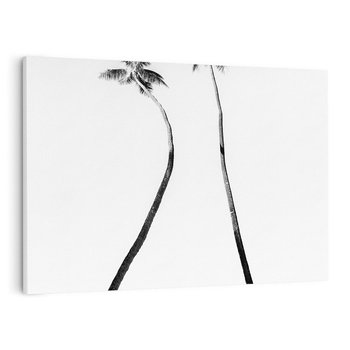 Obraz na płótnie 120x80 - Samotne Palmy - czarno biała fotografia, dwie samotne palmy