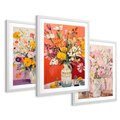 Zestaw obrazy w ramie 40x50 galeria - kwiaty, wazon, akwarela, pastele - rama biała