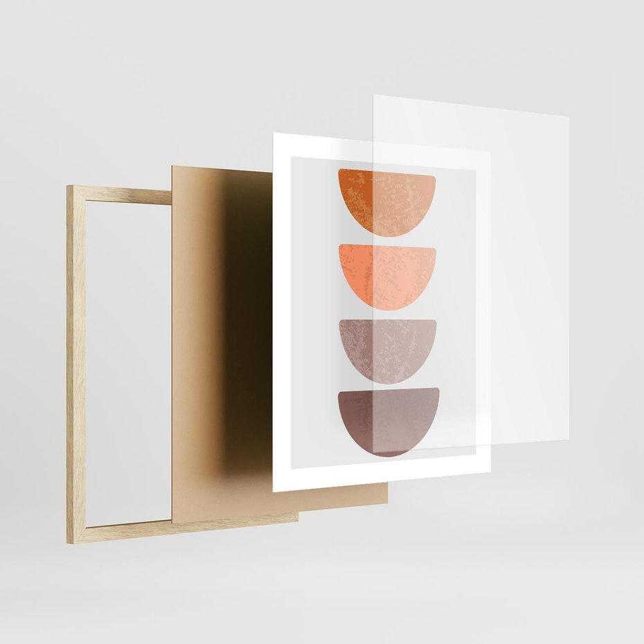 Plakat w ramie 40x50 - Minimalizm i Geometria - minimalistyczny obraz, mid-century styl - rama drewno