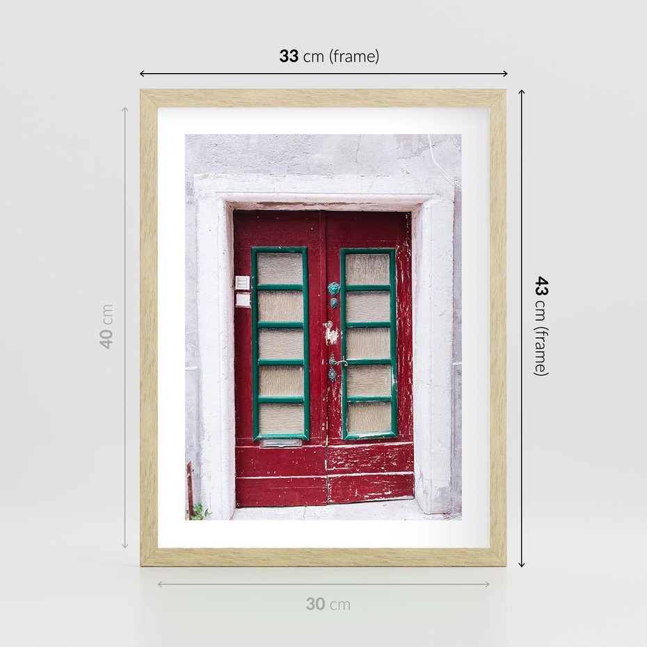 Plakat w ramie 30x40 - Retro Przez Drzwi - drzwi, retro - rama drewno