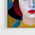Obraz w ramie 50x50 - Kształtujące Widzenia - abstrakcyjny obraz olejny, portret twarzy kobiety - rama drewno
