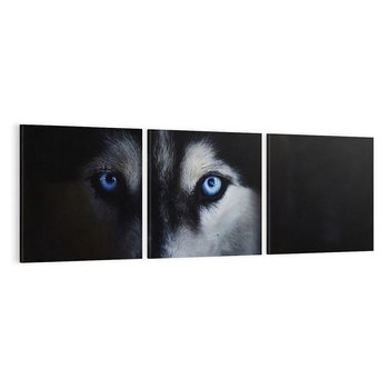 Obraz na płótnie 90x30 - Wilk i husky: siła przyjaźni - wilk, husky