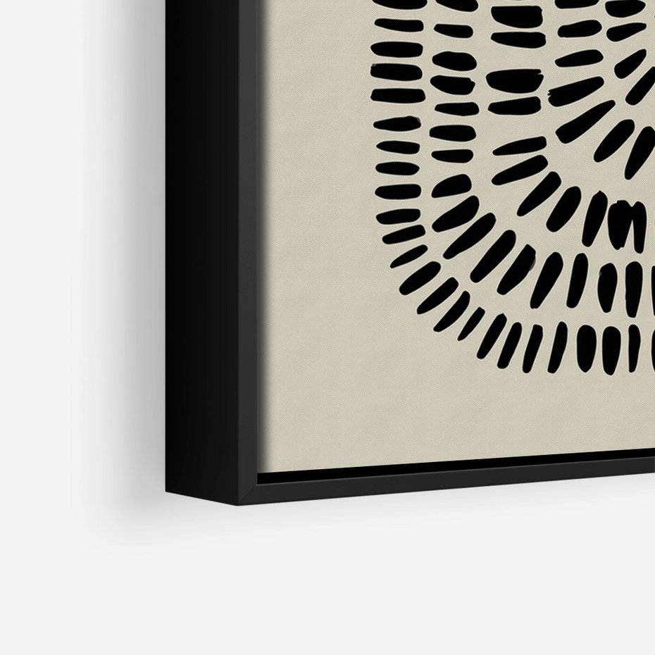 Obraz w ramie 50x70 - Zaklęte Wnętrza - boho plakat, czarne kropki kreski - rama czarna