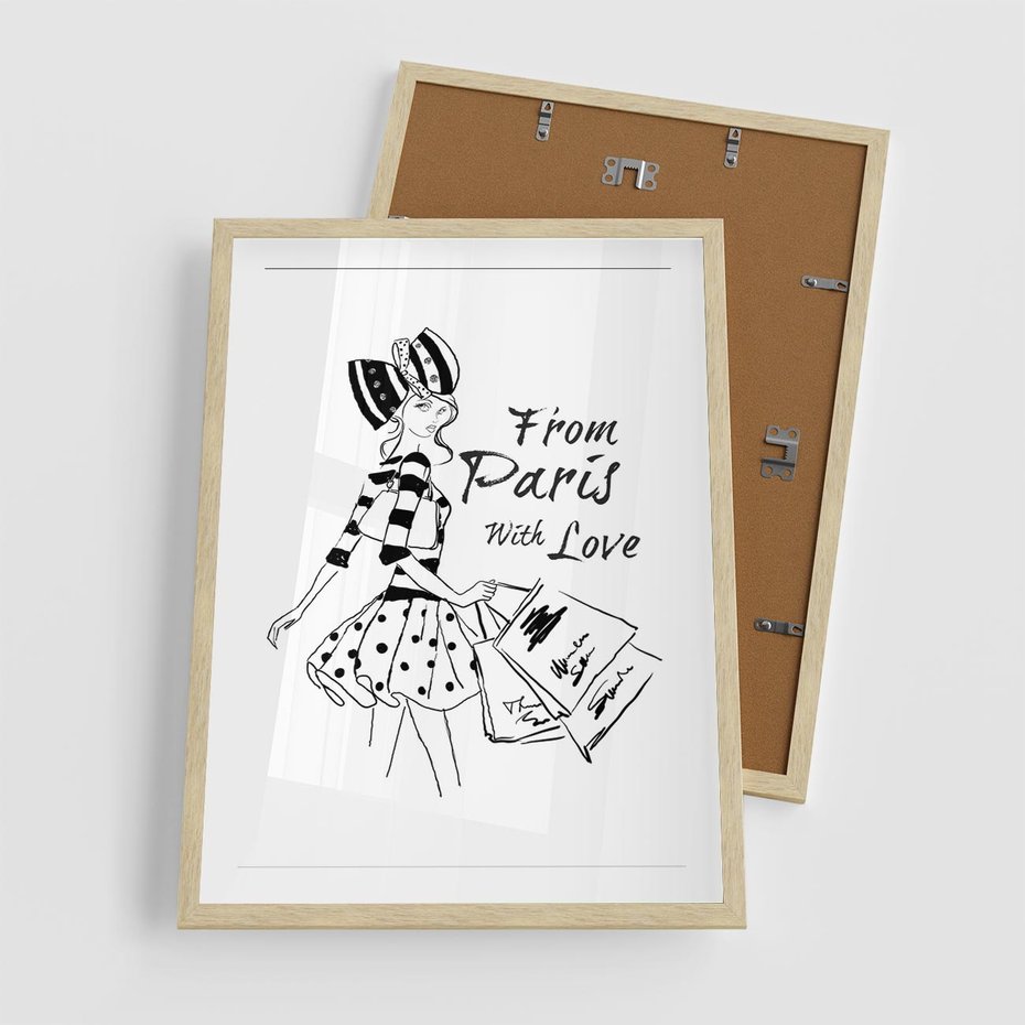 Plakat w ramie 50x70 - Paryż - Miasto Romantycznej Grafiki - Paryż, Paris - rama drewno