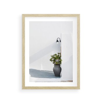 Plakat w ramie 40x50 - Błękitne wybrzeże - Santorini, Grecja - rama drewno