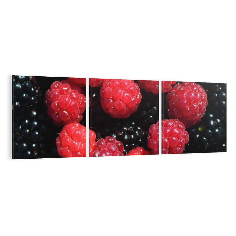 Obraz na płótnie 120x40 - Maliny Soczysta Eksplozja - maliny, owoce
