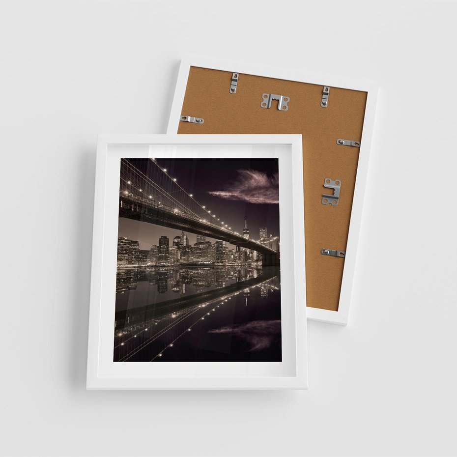 Plakat w ramie 40x50 - Most na nocnym horyzoncie - most, noc - rama biała