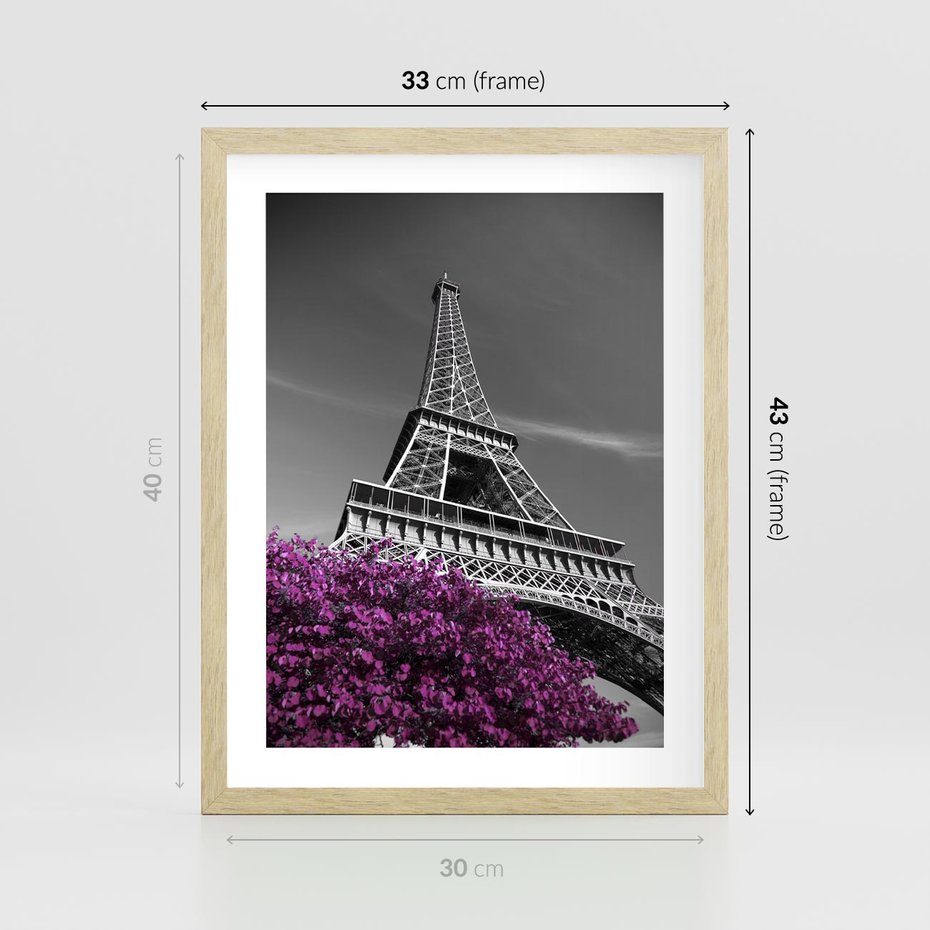 Plakat w ramie 30x40 - Urok Eiffla w Paryżu - Eiffla, Paryż - rama drewno