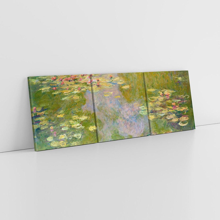 Obraz na płótnie 150x50 - "Lilie wodne" (1919), Claude Monet - Reprodukcja - reprodukcja, obraz na płótnie