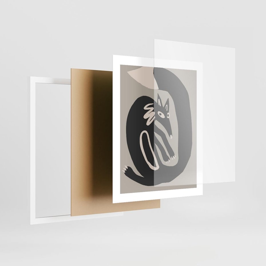 Plakat w ramie 40x50 - Migotliwe Echa Skandynawii - skandynawska sztuka, lis - rama biała
