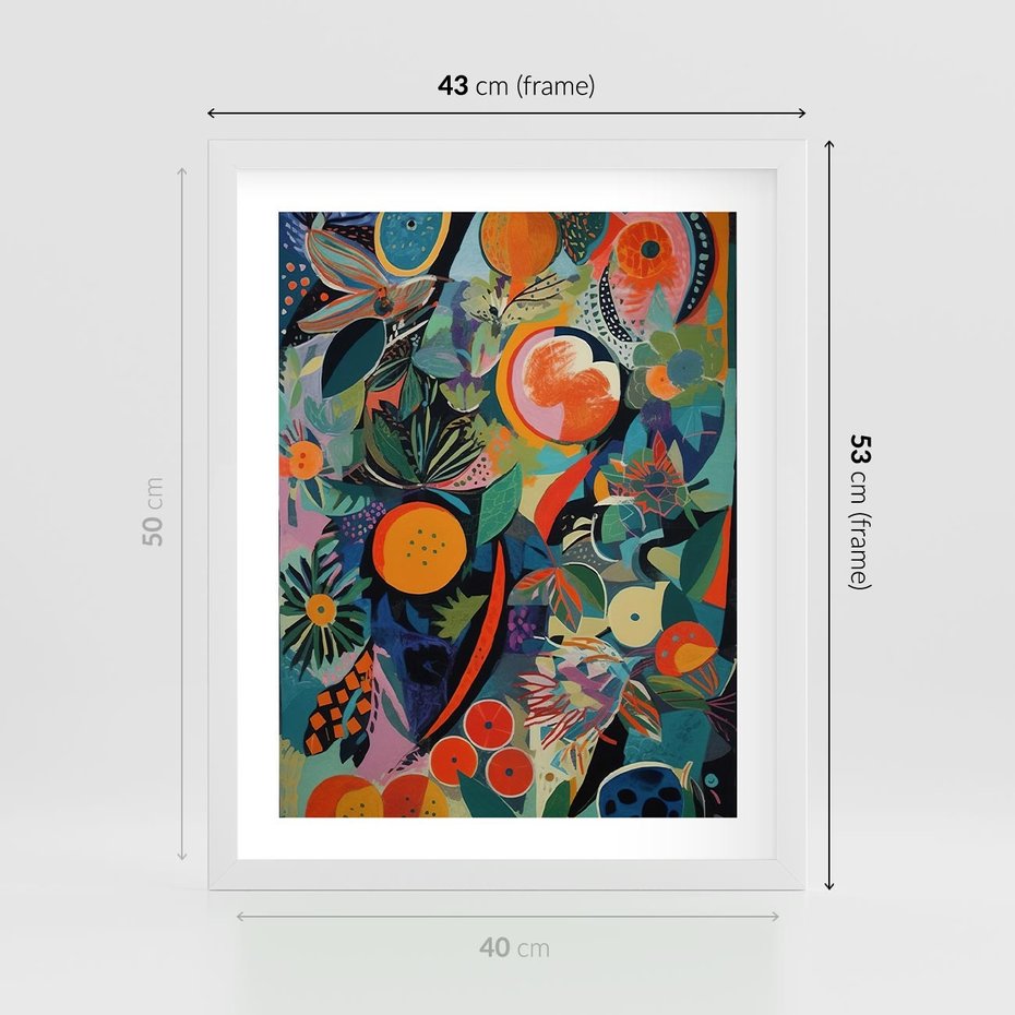 Plakat w ramie 40x50 - Echa Nietuzinkowych Wzorców - abstrakcyjny obraz olejny, jak picasso - rama biała