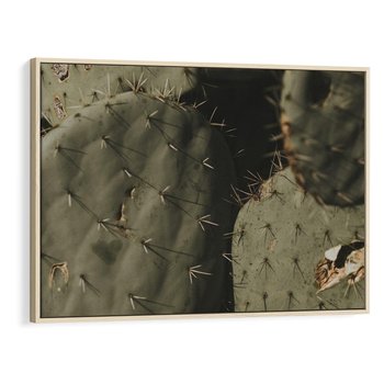 Obraz w ramie 100x70 - Urok Egzotyki - kaktusy, boho - rama drewno