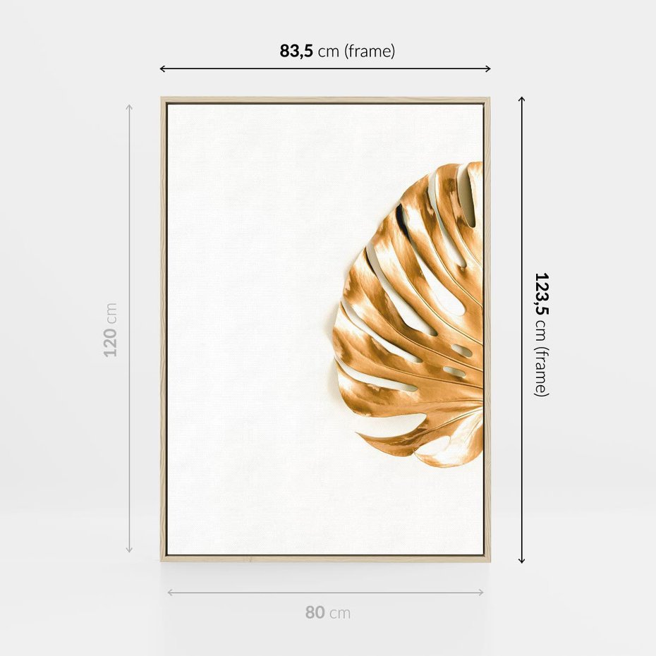 Obraz w ramie 80x120 - Przyjemność dla Oczu - złote, liście - rama drewno