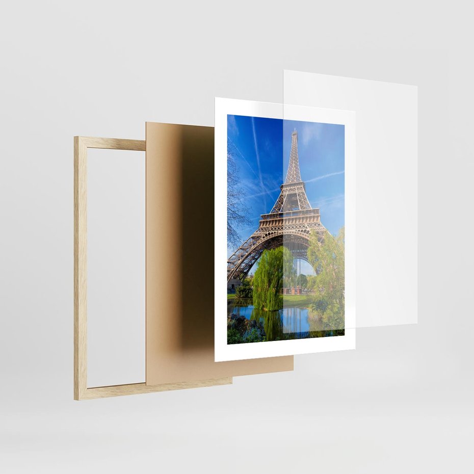 Plakat w ramie 30x40 - Wieża Eiffla w Paryżu - Eiffla, Paryż - rama drewno