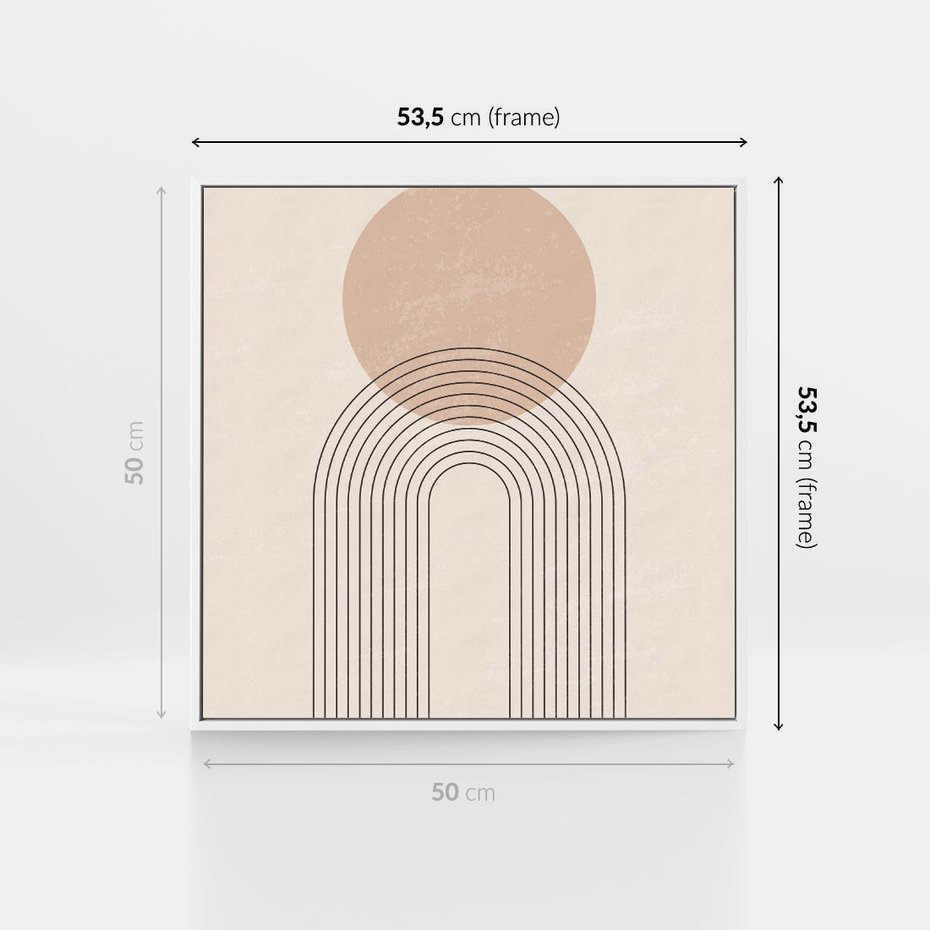 Obraz w ramie 50x50 - Konturem Zdefiniowane - boho plakat, minimalizm - rama biała