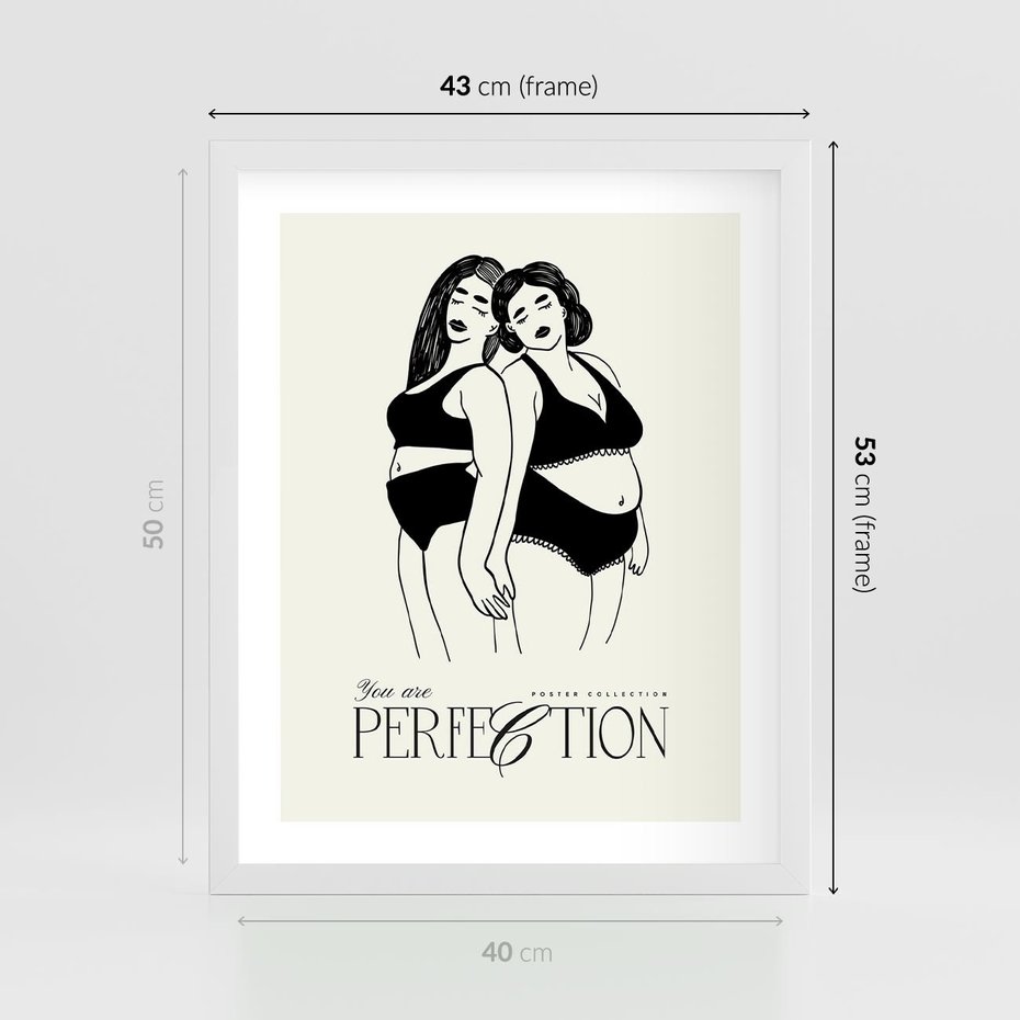 Plakat w ramie 40x50 - Siła i Wspólnota - nowoczesna sztuka kobieca, plakat - rama biała