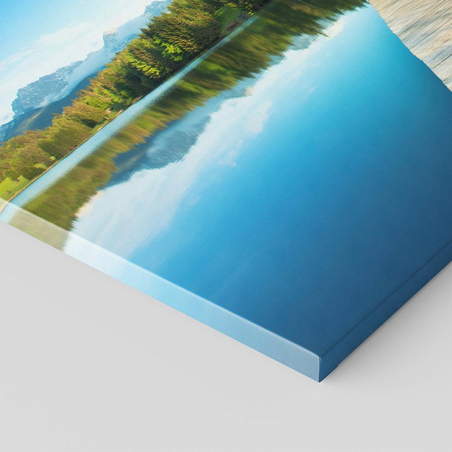 Obraz na płótnie 70x50 - Jezioro w lesie: Ucieczka do natury - jezioro, las