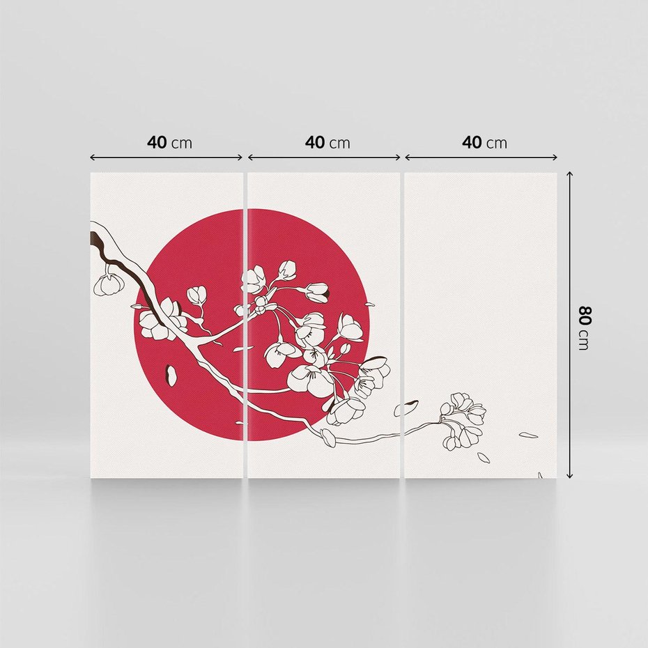 Obraz na płótnie 120x80 - Esencja Zen - kwiatnąca wiśnia, orientalna grafika