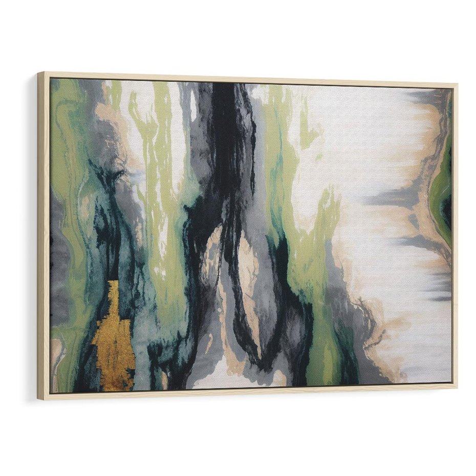 Obraz w ramie 120x80 - Sfumowane zmysły artysty - rozmyte kolory, zieleń - rama drewno
