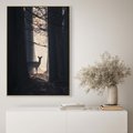 Obraz w ramie 50x70 - Sarnie Skoki - zdjęcie, klimatyczny las - rama drewno