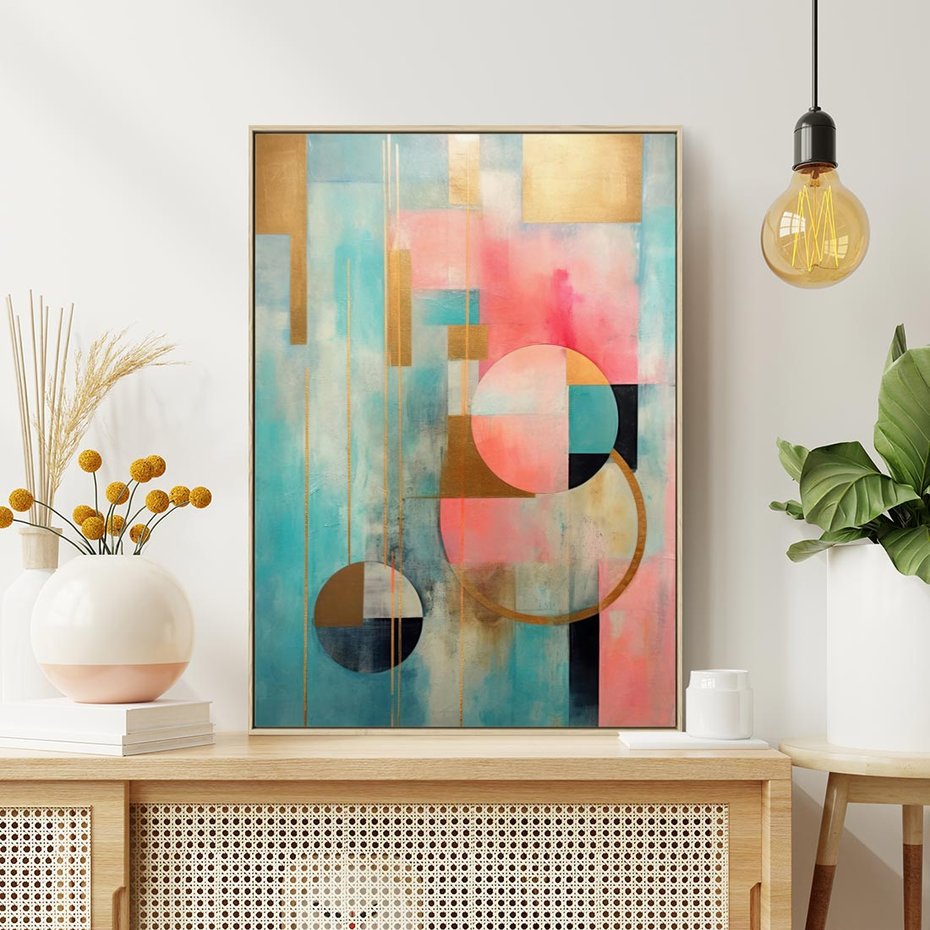 Obraz w ramie 80x120 - Abstrakcyjny Bałagan - abstrakcja, obraz olejny - rama drewno