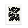 Plakat w ramie 30x40 - Ruchome szkicowe odbicia - czarno biała grafika, roślinność - rama biała
