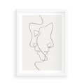 Plakat w ramie 50x70 - Jedna Linia, Dwie Twarze - minimalistyczny plakat, dwie twarze - rama biała