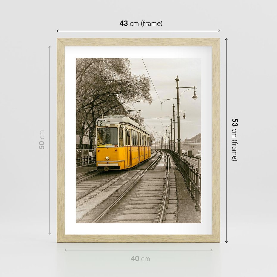 Plakat w ramie 40x50 - Tramwaj w Lizbonie - Lizbona, tramwaj - rama drewno
