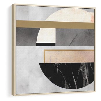 Obraz w ramie 50x50 - Biało-Czarne Formy - nowoczesna geometria, koło - rama drewno