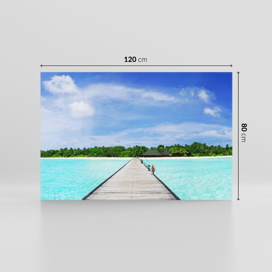 Obraz na płótnie 120x80 - Idylliczne molo na wyspie - plaża, molo