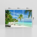 Obraz na płótnie 120x80 - Raj na Malediwach: plaża, morze i palmy - Malediwy, plaża