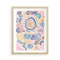 Plakat w ramie 50x70 - Strukturalne Odbicia Boho - kolorowe etniczne wzory, tęczowe żywe kolory - rama drewno