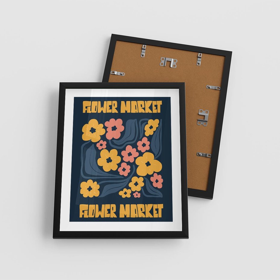 Plakat w ramie 40x50 - Impulsy Rozkwitu - plakat, granatowe tło - rama czarna