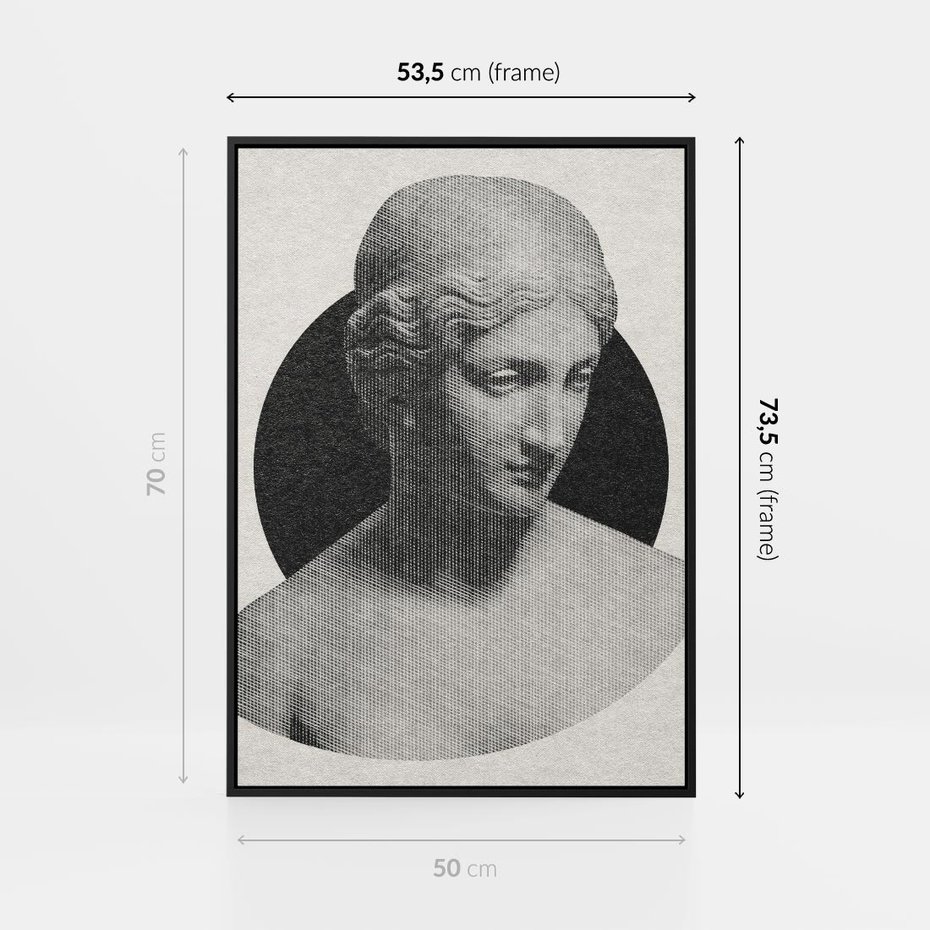 Obraz w ramie 50x70 - Sztuka Zeszłych Czasów - antyczna rzeźba kobiety, posąg - rama czarna