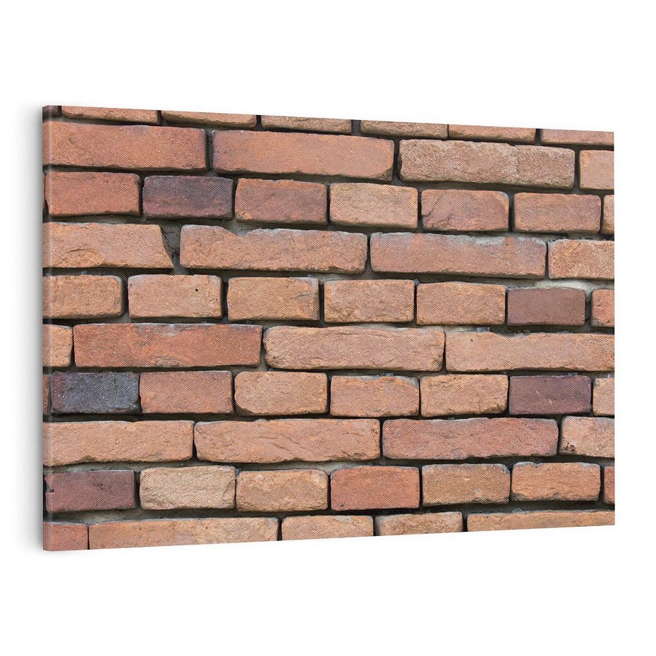 Obraz na płótnie 70x50 - Mur cegieł: industrialny urok - cegły, mur