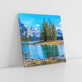 Obraz na płótnie 70x70 - spotkanie natury - góry, jezioro