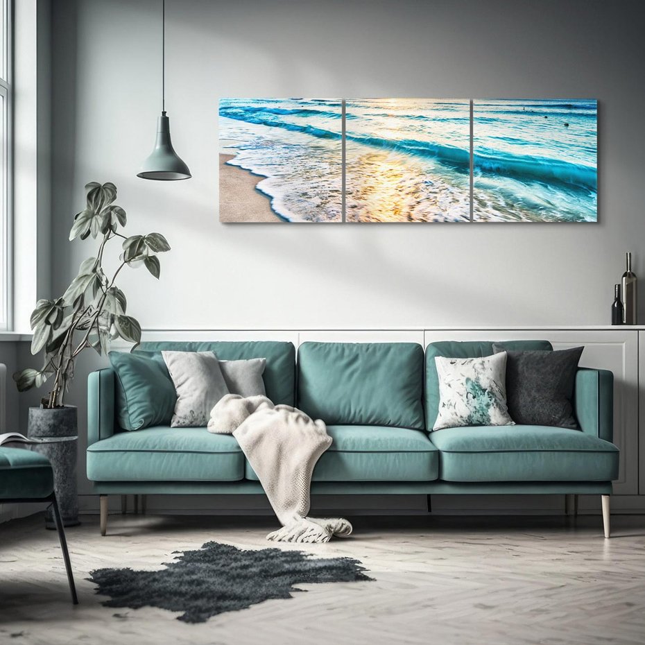 Obraz na płótnie 150x50 - Spokój morza: moment relaksu - plaża, morze