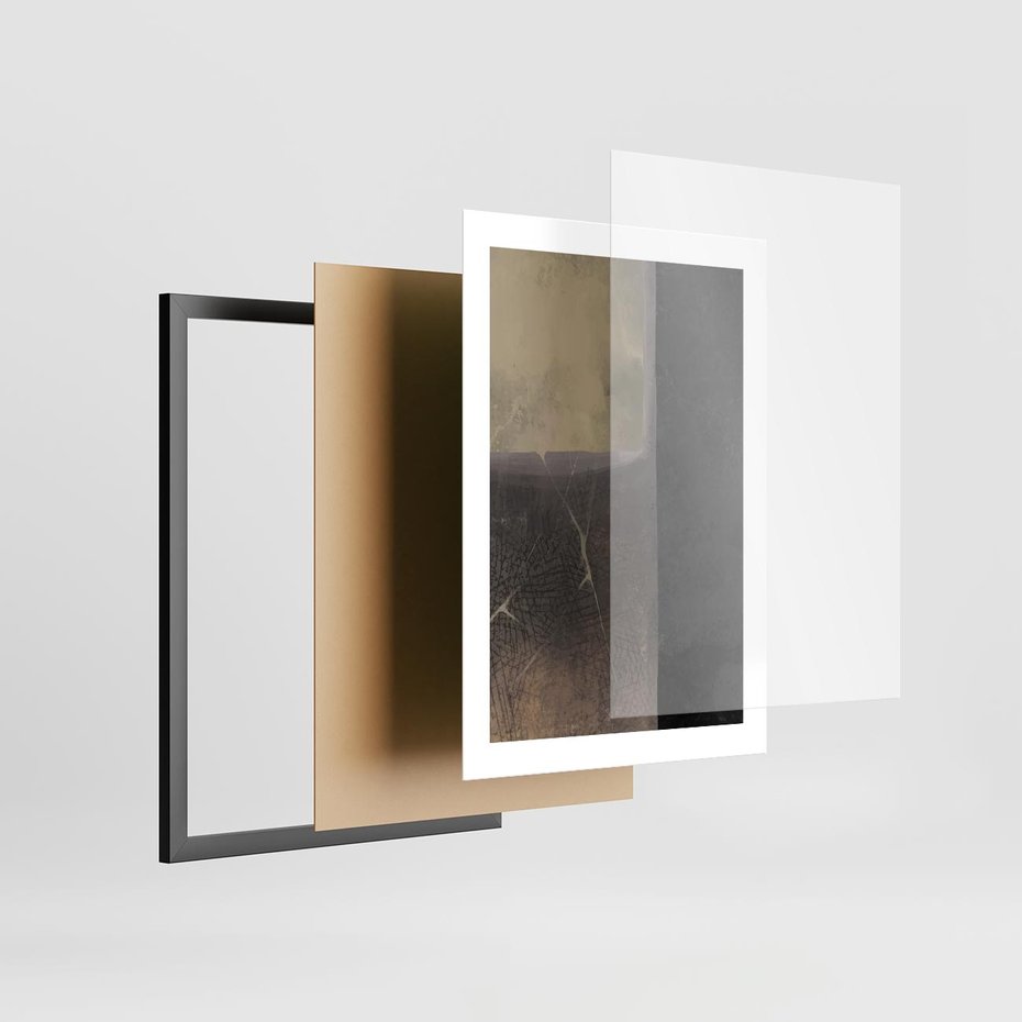 Plakat w ramie 30x40 - Kształty Urywane - mroczny plakat, nowoczesne wnętrza - rama czarna