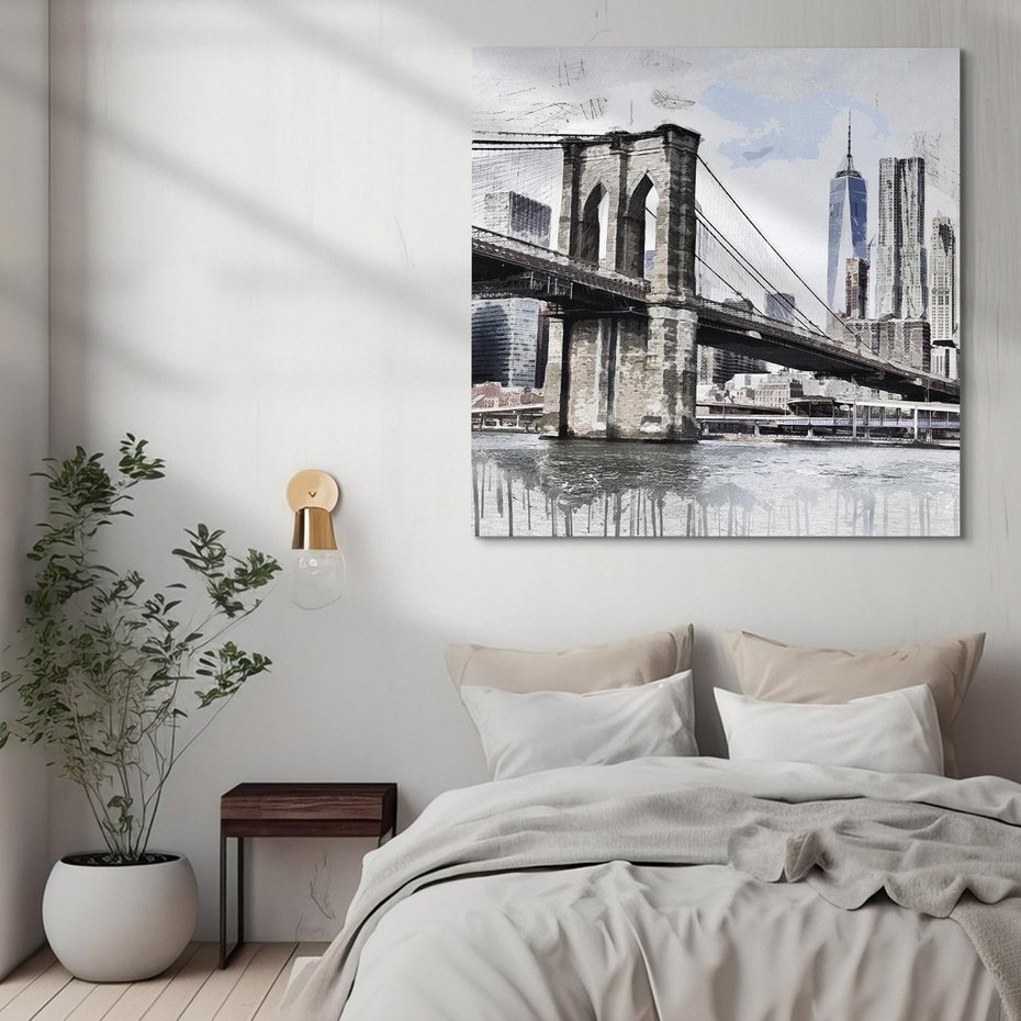 Obraz na płótnie 30x30 - Sztuka mostu w Nowym Jorku - sztuka, most