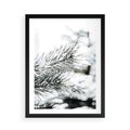 Plakat w ramie 50x70 - Chwila Zimowej Magii - iglasta gałązka, śnieg - rama czarna