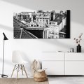 Obraz na płótnie 100x50 - Miasto w Retro Odsłonie - fotografia czarno biała, ujęcie na dachy wielkiego miasta
