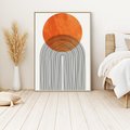 Obraz w ramie 50x70 - Abstrakcyjne Pulsacje - koło, boho styl - rama drewno