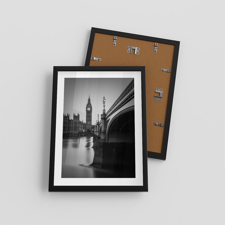 Plakat w ramie 30x40 - Majestatyczny Big Ben w Londynie - Londyn, most - rama czarna