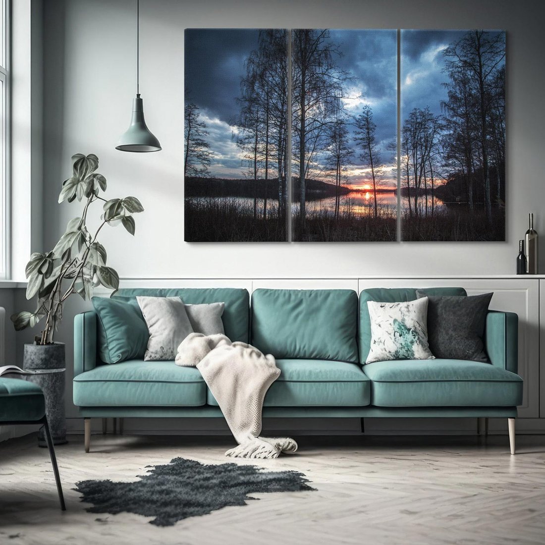 Obraz na płótnie 120x80 - Złote odbicie zachodu słońca na jeziorze - zachód, słońca