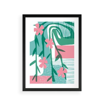 Plakat w ramie 40x50 - Rozkwitające Harmonie Form - abstrakcyjne pastelowe kwiaty, nowoczesna sztuka - rama czarna