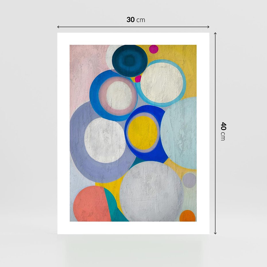 Plakat bez ramy 30x40 - Rozkwitająca Symfonia Serca - abstrakcyjne geometryczne kształty, olejny obraz