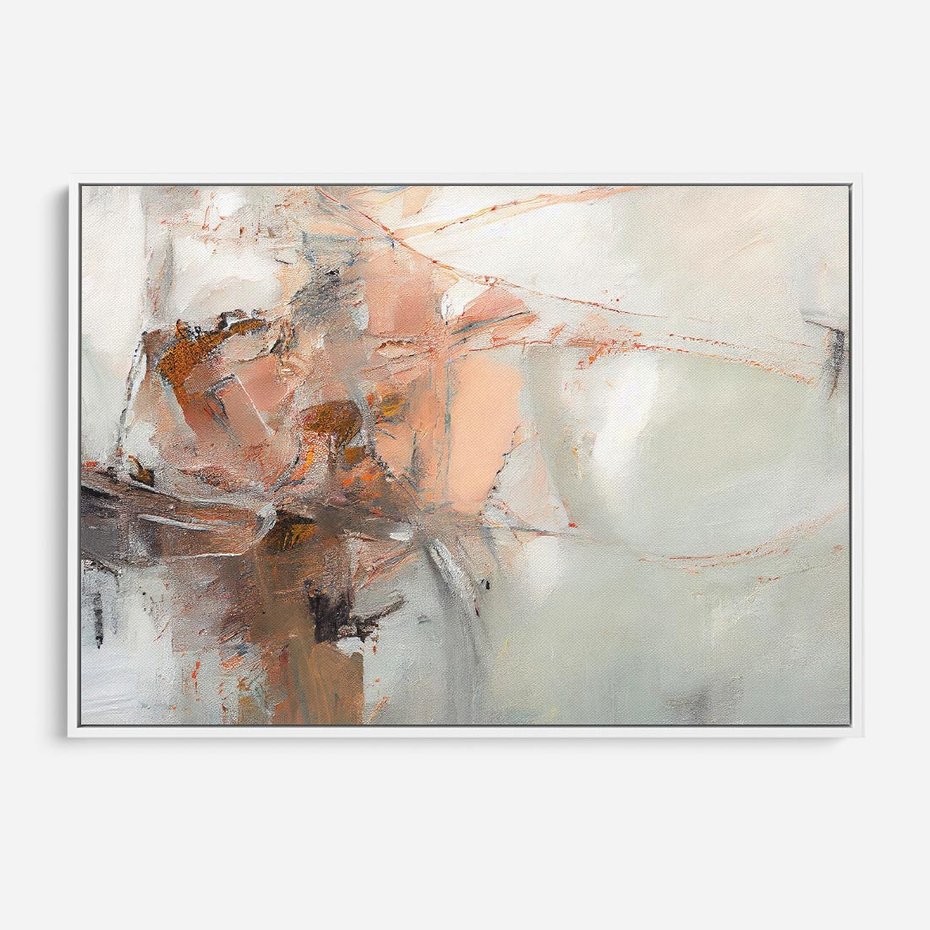 Obraz w ramie 120x80 - Taniec księżycowego pyłu - abstrakcja, tekstury farb - rama biała