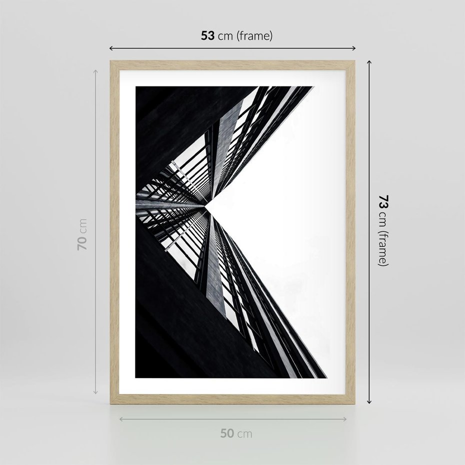 Plakat w ramie 50x70 - Nowoczesność w Linii - architektura, proste linie - rama drewno