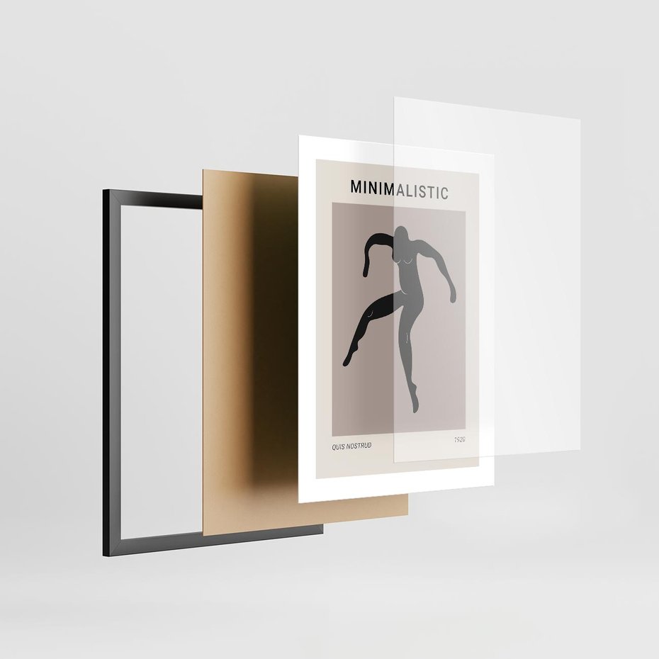 Plakat w ramie 30x40 - Sztuka Nowoczesności: Minimalistyczny Plakat - modern art, minimalistyczny plakat - rama czarna