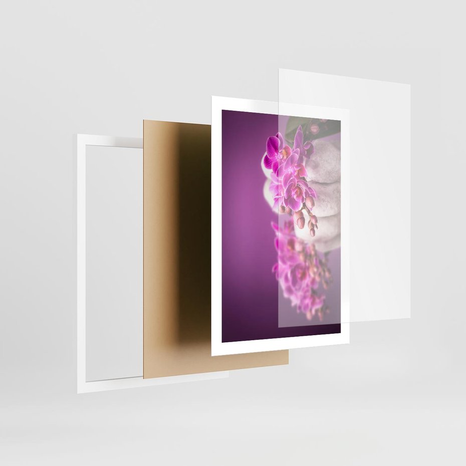 Plakat w ramie 50x70 - Relaksująca orchidea w spa - spa, orchidea - rama biała